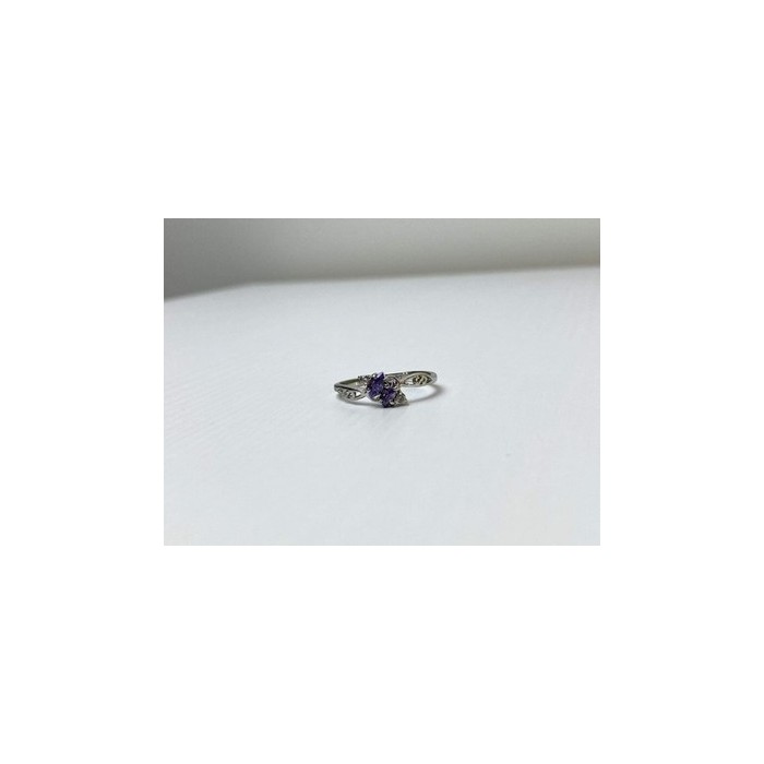 925 Sterling Silver Tanzanite & CZ Ring Size 8