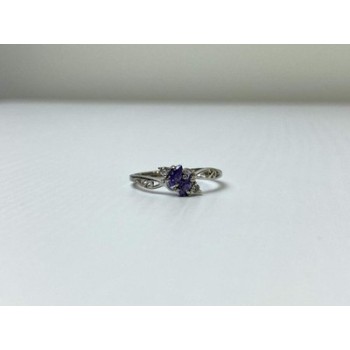 925 Sterling Silver Tanzanite & CZ Ring Size 8