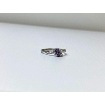 925 Sterling Silver Tanzanite & CZ Ring Size 8