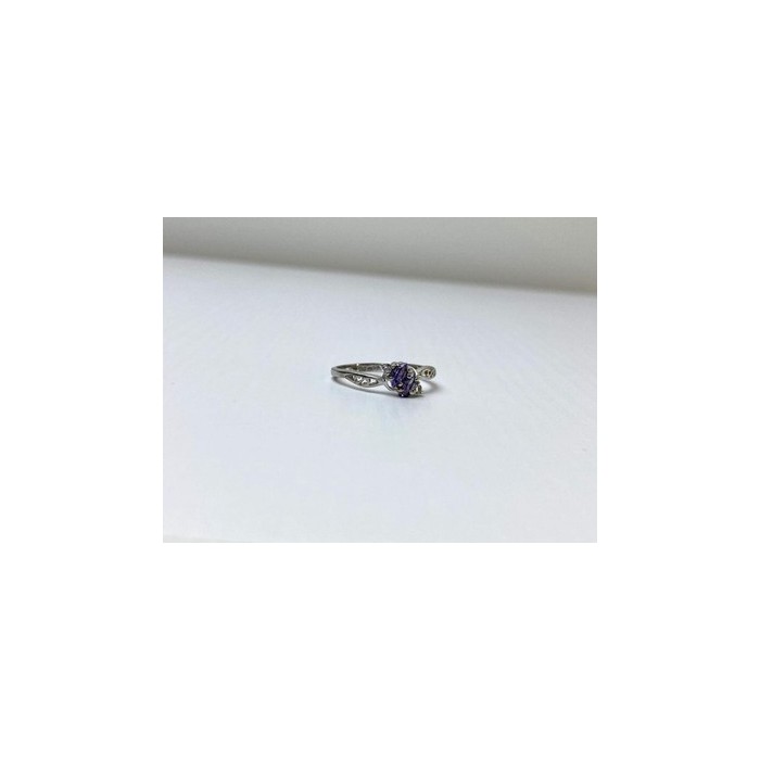 925 Sterling Silver Tanzanite & CZ Ring Size 8