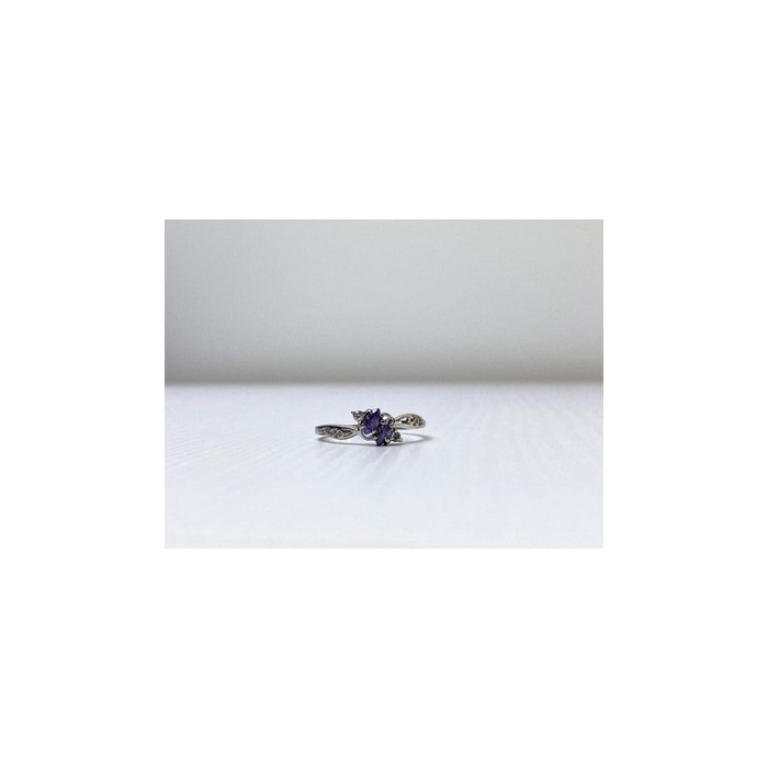 925 Sterling Silver Tanzanite & CZ Ring Size 8