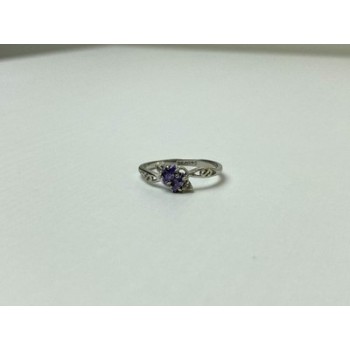 925 Sterling Silver Tanzanite & CZ Ring Size 8