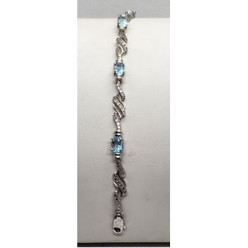 925 STERLING SILVER BLUE SAPPHIRES BRACELET SIZE 7.25 IN