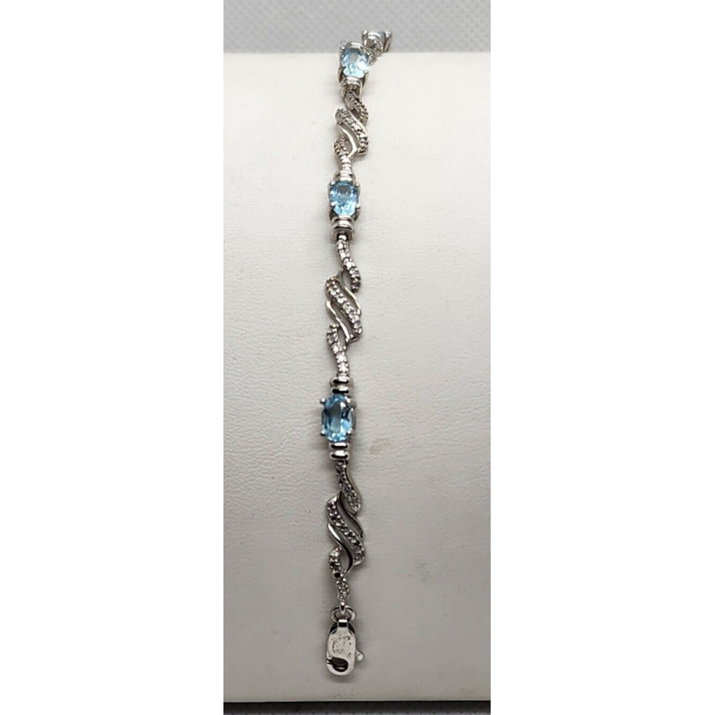 925 STERLING SILVER BLUE SAPPHIRES BRACELET SIZE 7.25 IN