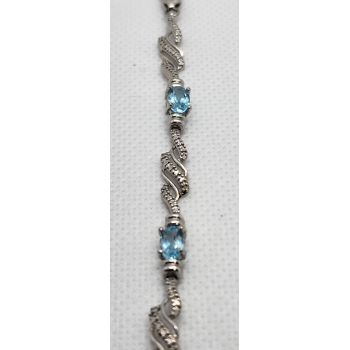 925 STERLING SILVER BLUE SAPPHIRES BRACELET SIZE 7.25 IN