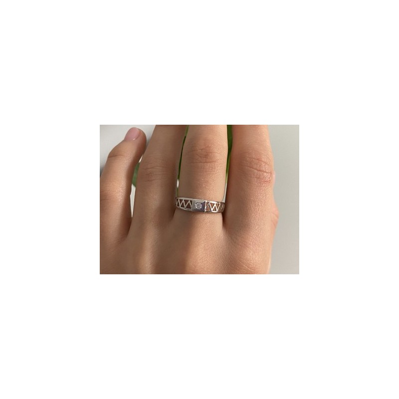 925 Sterling Silver CZ Band Ring Size 8