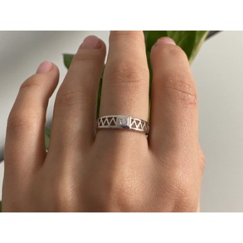925 Sterling Silver CZ Band Ring Size 8