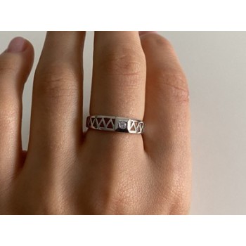 925 Sterling Silver CZ Band Ring Size 8