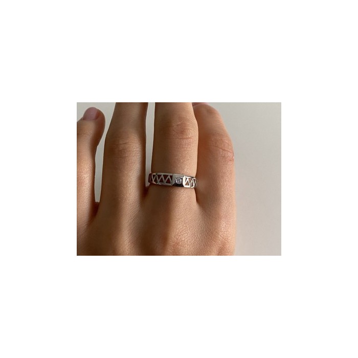 925 Sterling Silver CZ Band Ring Size 8