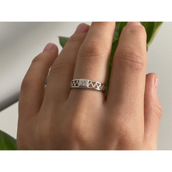925 Sterling Silver CZ Band Ring Size 8