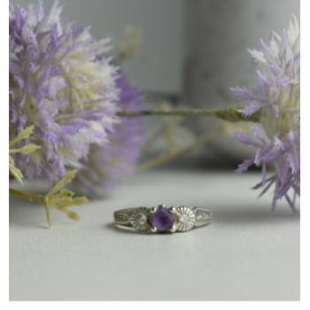 Avon 925 Sterling Silver Tourmaline & CZ Ring Size 9