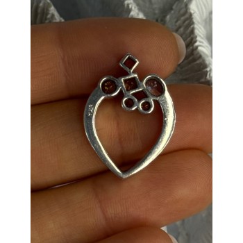 925 Sterling Silver Multicolor Spinel Heart Pendant Length 1 Inch