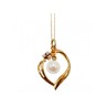 14 K YELLOW GOLD PEARL & DIAMONDS CHAIN WITH PENDANT