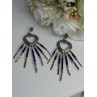 Vintage Native American 925 Sterling Silver Lapis Earrings Length 2.50 Inch