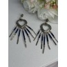 Vintage Native American 925 Sterling Silver Lapis Earrings Length 2.50 Inch