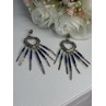 Vintage Native American 925 Sterling Silver Lapis Earrings Length 2.50 Inch