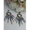 Vintage Native American 925 Sterling Silver Lapis Earrings Length 2.50 Inch