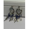 Vintage Native American 925 Sterling Silver Lapis Earrings Length 2.50 Inch