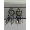 Vintage Native American 925 Sterling Silver Lapis Earrings Length 2.50 Inch