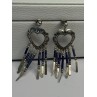 Vintage Native American 925 Sterling Silver Lapis Earrings Length 2.50 Inch