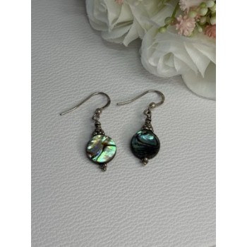 925 Sterling Silver Abalone Earrings Length 1.60 Inch