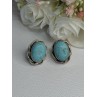 Vintage Elegant 925 Sterling Silver Turquoise Earrings Length 0.93 Inch