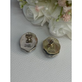 Vintage Elegant 925 Sterling Silver Turquoise Earrings Length 0.93 Inch