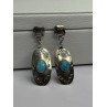 Vintage Native American 925 Sterling Turquoise Silver Earrings Length 1.90 Inch