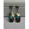 Vintage Native American 925 Sterling Turquoise Silver Earrings Length 1.90 Inch