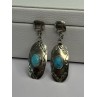 Vintage Native American 925 Sterling Turquoise Silver Earrings Length 1.90 Inch