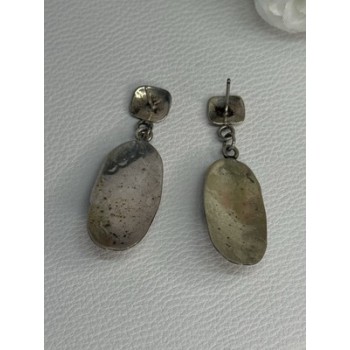 Vintage Native American 925 Sterling Turquoise Silver Earrings Length 1.90 Inch