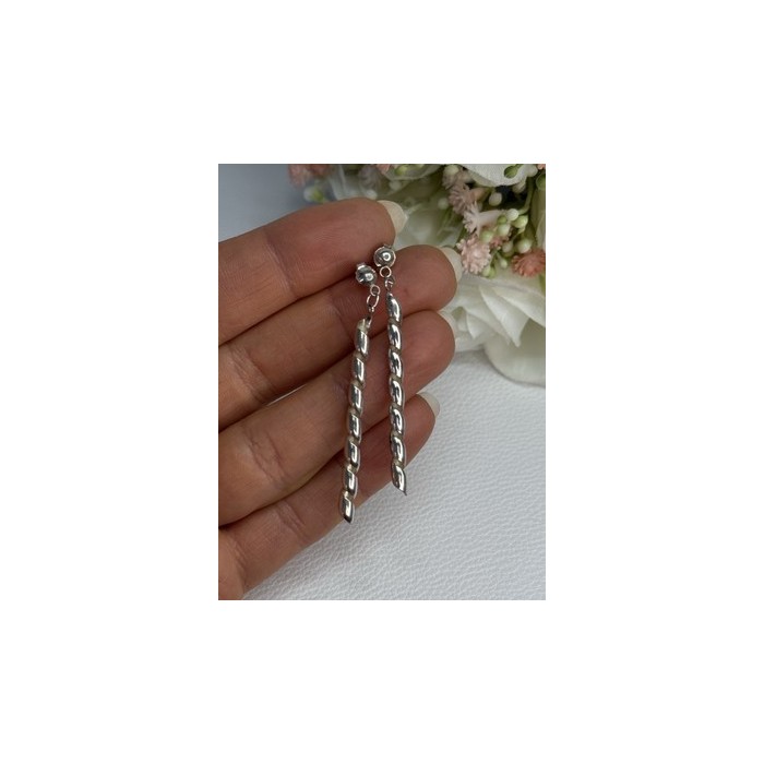 Art Design 925 Sterling Silver Earrings Length 2 Inch