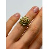 925 Sterling Silver Peridot & Citrine Flower Ring Size 4.5