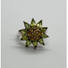 925 Sterling Silver Peridot & Citrine Flower Ring Size 4.5