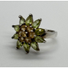 925 Sterling Silver Peridot & Citrine Flower Ring Size 4.5