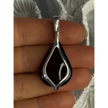925 Sterling Silver Pyrope Garnet Pendant Length 1.90 Inch