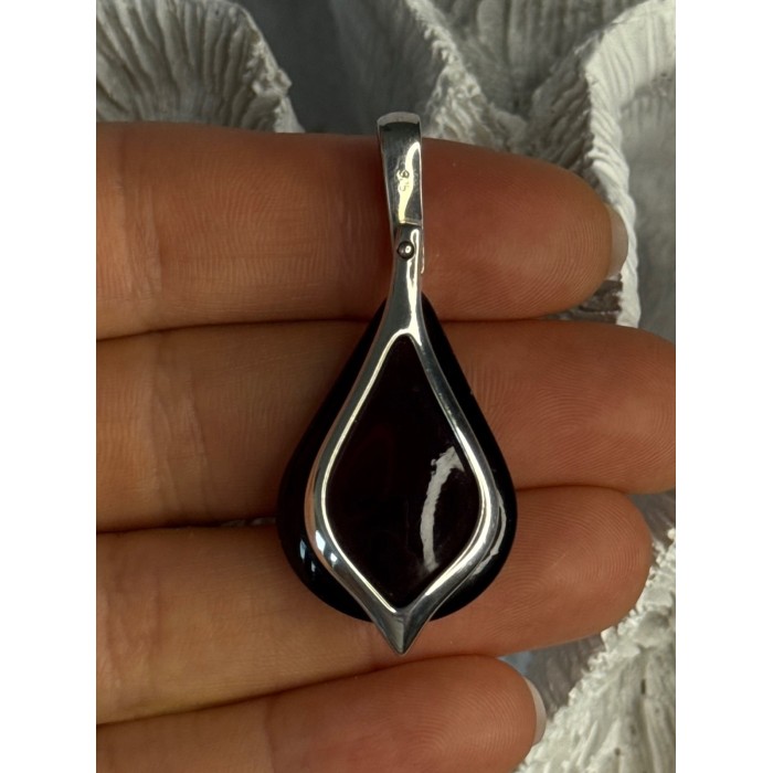 925 Sterling Silver Pyrope Garnet Pendant Length 1.90 Inch