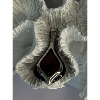 925 Sterling Silver Pyrope Garnet Pendant Length 1.90 Inch