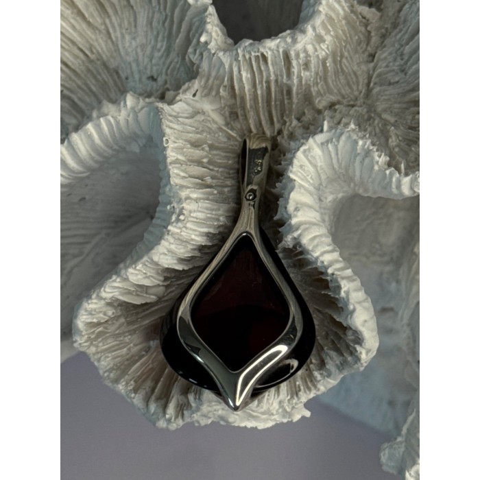 925 Sterling Silver Pyrope Garnet Pendant Length 1.90 Inch