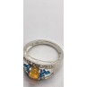 925 Sterling Silver With Opal, White Beryl (goshenite) & Zircon Ring Size 8
