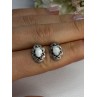 Vintage 925 Sterling Silver Opal Earrings Length 0.56 Inch