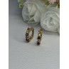 925 Sterling Silver Gold Plated Multicolor Stones Earrings Length 0.62 Inch