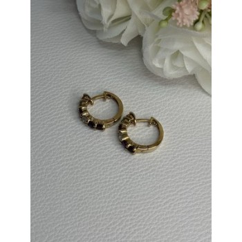 925 Sterling Silver Gold Plated Multicolor Stones Earrings Length 0.62 Inch