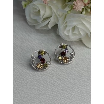 925 Sterling Silver Multicolor Spinel Earrings Length 0.65 Inch