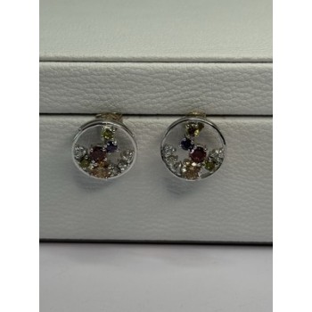 925 Sterling Silver Multicolor Spinel Earrings Length 0.65 Inch