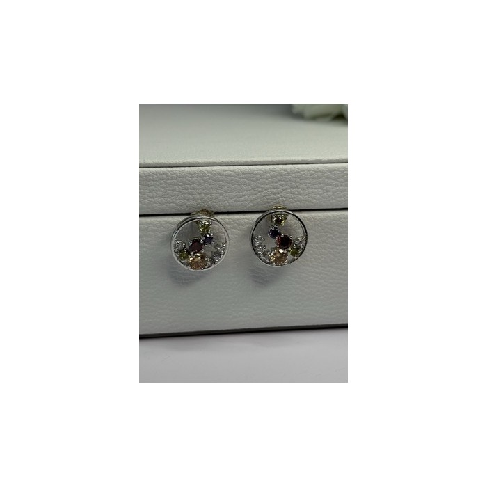 925 Sterling Silver Multicolor Spinel Earrings Length 0.65 Inch