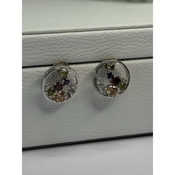925 Sterling Silver Multicolor Spinel Earrings Length 0.65 Inch