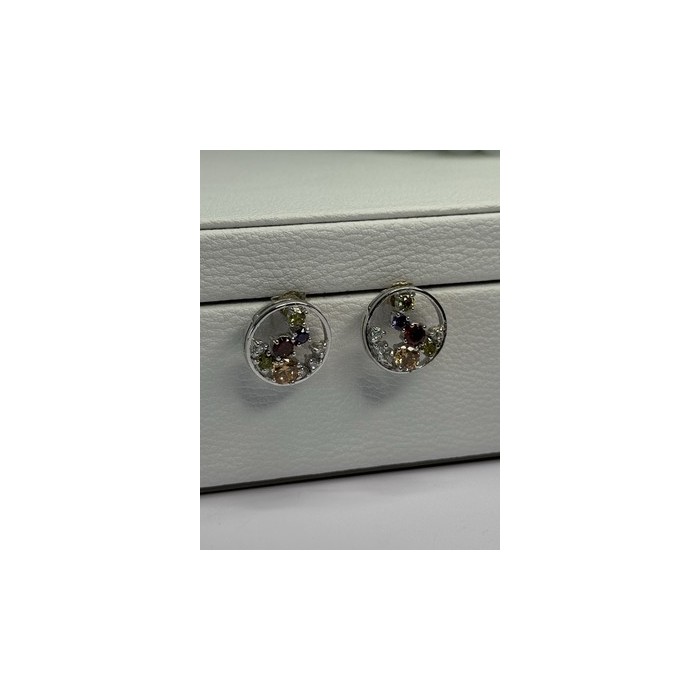 925 Sterling Silver Multicolor Spinel Earrings Length 0.65 Inch