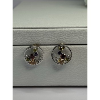 925 Sterling Silver Multicolor Spinel Earrings Length 0.65 Inch