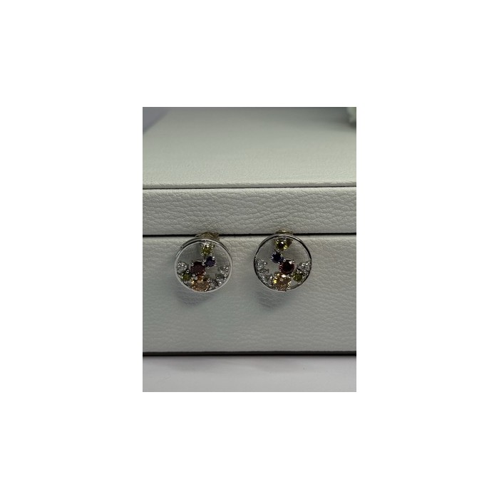 925 Sterling Silver Multicolor Spinel Earrings Length 0.65 Inch